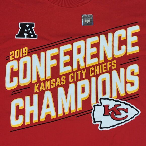 NFL Team Apparel Kansas City Chiefs Mens Small T Shirt 2019 AFC Champions Red - Picture 2 of 11